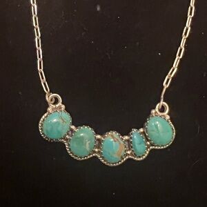 925 STERLING SILVER TURQUOISE PAPER CLIP CHAIN